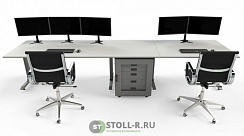 Стол диспетчерский. 2 оператора и 5 мониторов